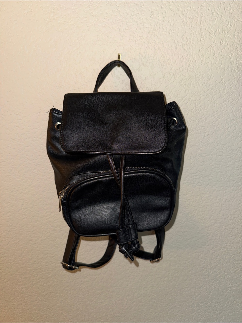wild fable Black Faux Leather Backpack